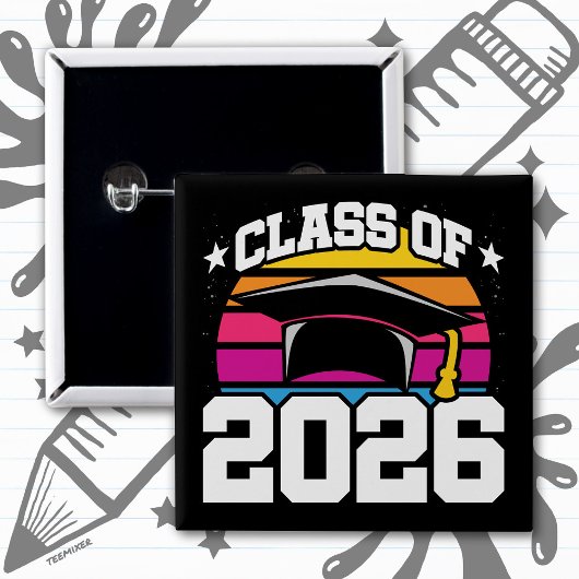 2026年卒業 クラスオブ2026 レトロサンセット 缶バッジ