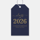 2026年卒業 ネイビーブルー ゴールドスクリプト 卒業式 ギフトタグ (正面)