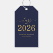 2026年卒業 ネイビーブルー ゴールドスクリプト 卒業式 ギフトタグ (裏面)