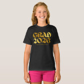 2026年卒業 ブラック&ゴールド タイポグラフィ 中等部 Tシャツ (正面フル)