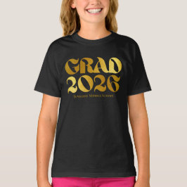 2026年卒業 ブラック&ゴールド タイポグラフィ 中等部 Tシャツ