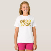 2026年卒業 ブラック&ゴールド タイポグラフィ 中等部 Tシャツ (正面フル)