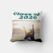 2026年卒業 緑のテキスト 卒業写真 クッション (正面)