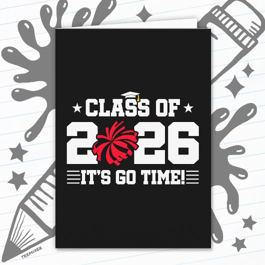 2026年卒業 赤 チアリーディング It's Go Time カード