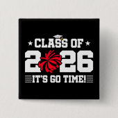 2026年卒業 赤 チア ガール It's Go Time 缶バッジ (正面)