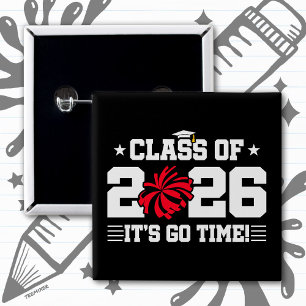 2026年卒業 赤 チア ガール It's Go Time 缶バッジ