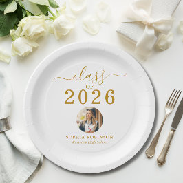 2026年卒業 金色スクリプト 卒業式 ペーパープレート