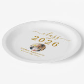 2026年卒業 金色スクリプト 卒業式 ペーパープレート (アングル)