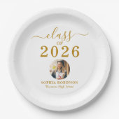 2026年卒業 金色スクリプト 卒業式 ペーパープレート (正面)
