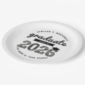 2026年卒業 黒いスケッチ 卒業パーティー ペーパープレート (アングル)