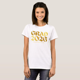 2026年卒業 黒とゴールドのタイポグラフィー Tシャツ