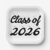 2026年卒業 黒文字スクリプト 卒業 ペーパープレート (正面)