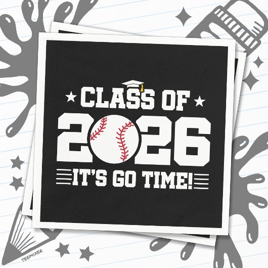2026年卒野球卒業おめでとう It's Go Time スタンダードカクテルナプキン
