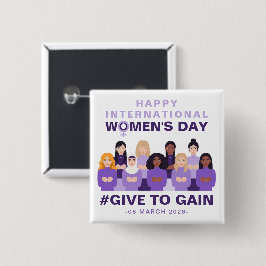 2026年国際女性デー Purple Give To Gain 缶バッジ