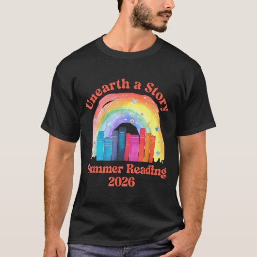 2026年夏の読書ライブラリアンブックストーリーを掘り起こせ Tシャツ (正面)