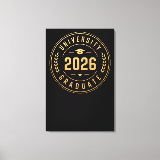 2026年大学卒業金バッジ デザイン キャンバスプリント (正面)