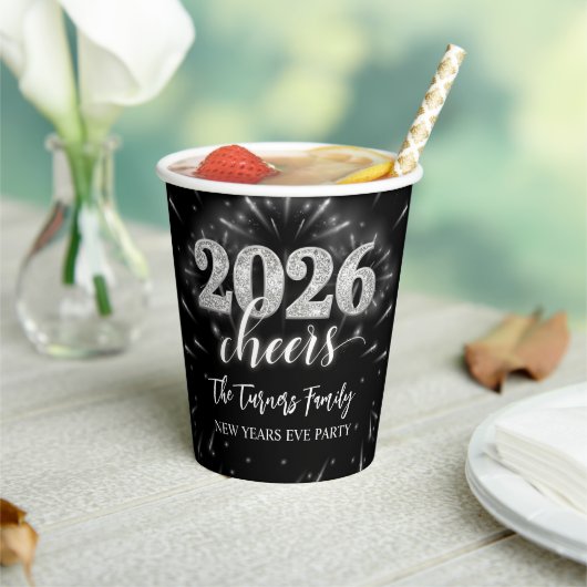 2026年大晦日パーティー シルバー＆ブラック 紙コップ (インサイチュ)