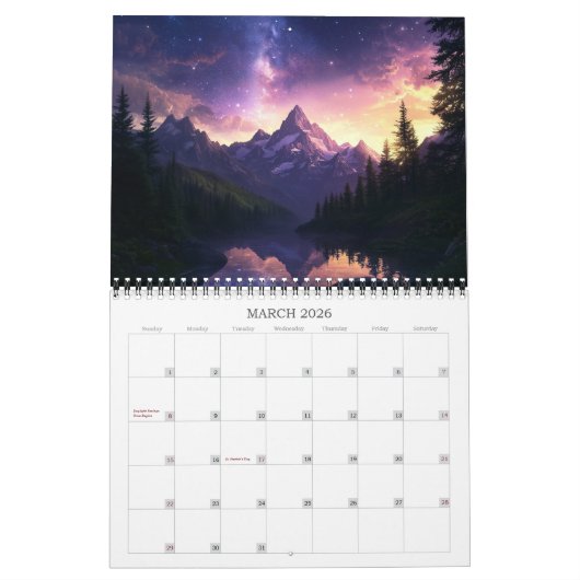 2026年天地風景暦 カレンダー (3月 2026)