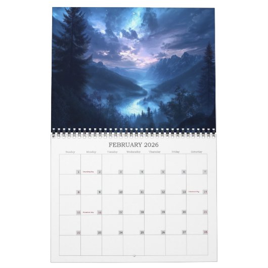 2026年天地風景暦 カレンダー (2月 2026)