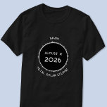 2026年太陽のスペインの皆既食 Tシャツ<br><div class="desc">2026祝年12日にスペインで威厳がある行われたTotal EclipseとTシャツ。いずれかの文字をに変カスタマイズ更</div>