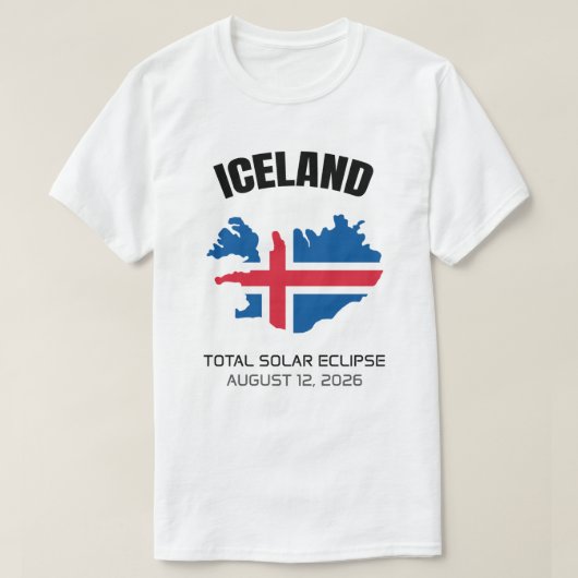 2026年太陽の金日食アイスランド国旗Tシャツ Tシャツ (デザイン正面)
