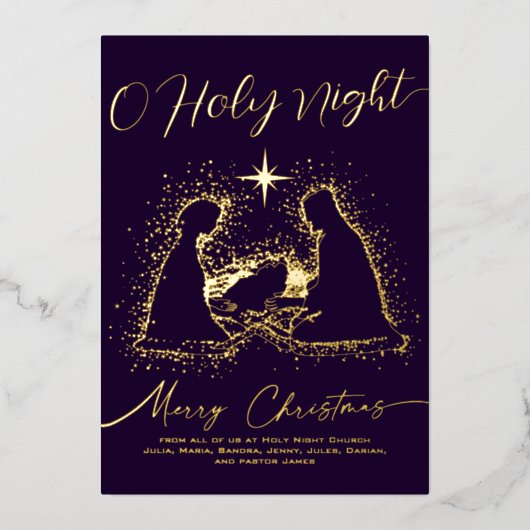 2026年宗教の降誕の場面マネージャー オ・ホーリー・ナイトの脚本 箔シーズンカード (正面)