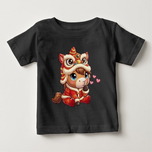 2026年干支の午年のお正月 ベビーTシャツ (正面)