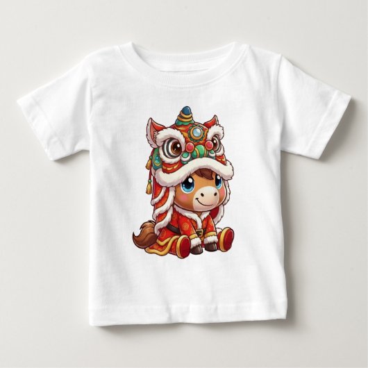 2026年干支の午年の中国新年 ベビーTシャツ (正面)