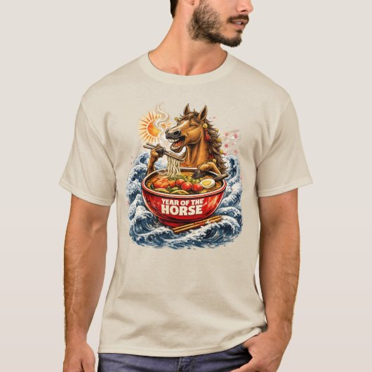2026年干支の午年(馬)ラーメン Tシャツ (正面)