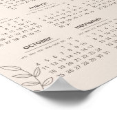 2026年年間カレンダー フラワーラインアート ミニマリスト ポスター (角)