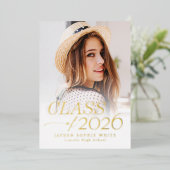 2026年度のモダンエレガンス 写真 卒業式 箔招待状 (立ち正面)