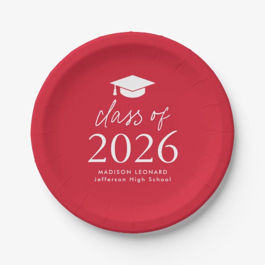 2026年度の最新スクリプト レッド 卒業式 ペーパープレート (正面)