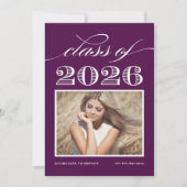 2026年度ヴィンテージ卒業写真パープル 招待状 (正面)