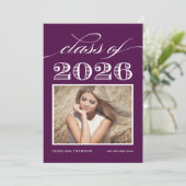2026年度ヴィンテージ卒業写真パープル 招待状 (スタンド正面)