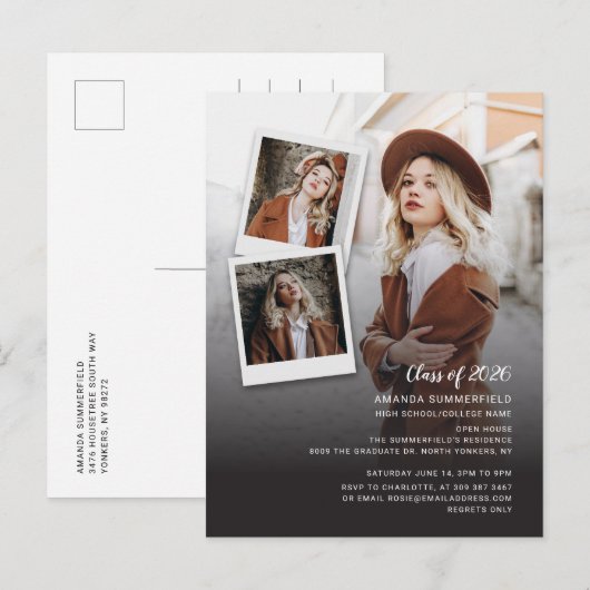 2026年度卒業パーティー 複数写真 卒業生向けパーティー インビテーションポストカード (正面/裏面)