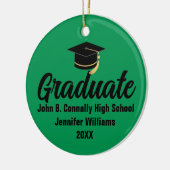 2026年度卒業写真カスタムグリーン ブラック 卒業 セラミックオーナメント (左)