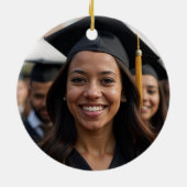 2026年度卒業写真カスタムグリーン ブラック 卒業 セラミックオーナメント (裏面)