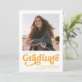 2026年度卒業写真 70年代レトロオレンジ発表 招待状 (スタンド正面)