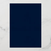 2026年度卒業式スクリプト ネイビーブルー卒業パーティー ゴールド 箔招待状 (裏面)