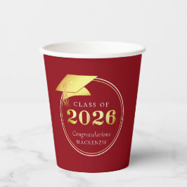 2026年度卒業式用 偽のメタリックゴールドと赤 紙コップ