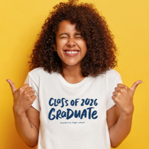 2026年度卒業生向け ネイビー モダン 卒業 Tシャツ