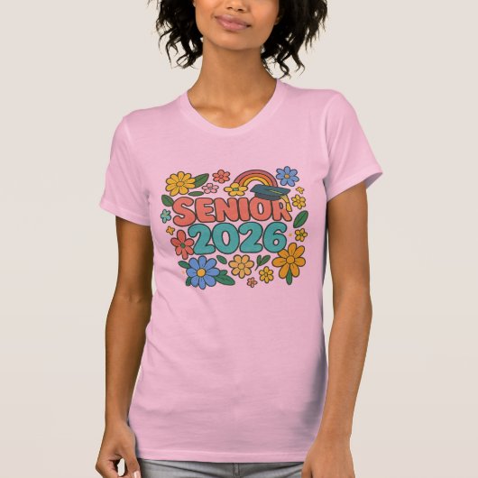 2026年度卒業生 レトロ虹デザイン Tシャツ (正面)