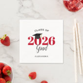 2026年度卒業生 現代的な赤いナプキン スタンダードカクテルナプキン (インサイチュ)