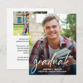 2026年度卒業男子スクリプトのモダンフォト 案内状 (正面/裏面)