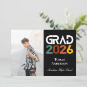 2026年度卒業記念フォト ヴィンテージ レトロ風アナウンス 招待状 (スタンド正面)