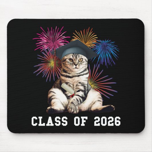 2026年度卒業 猫好き マウスパッド (正面)