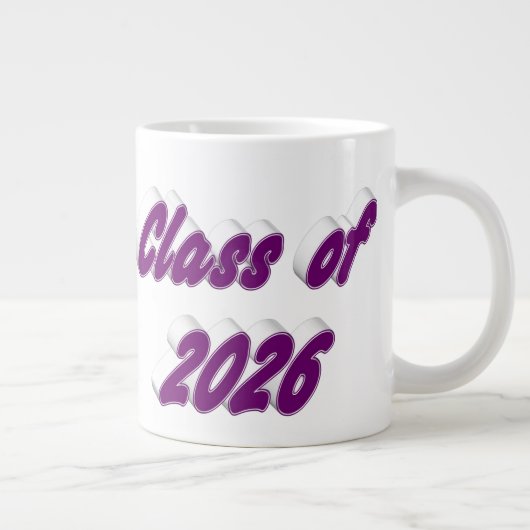 2026年度卒業 紫のタイポグラフィーデザイン ジャンボコーヒーマグカップ (右)