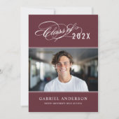 2026年度 バーガンディークラス 卒業式 スクリプト フォト 卒業のお祝い 招待状 (正面)