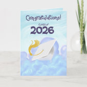 2026年度 ホワイト卒業帽 おめでとう カード (正面)
