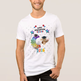 2026年度 卒業おめでとう - かわいいフクロウと本 トライブレンドTシャツ